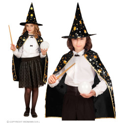 Čarodějnický černý klobouk a plášť dětský